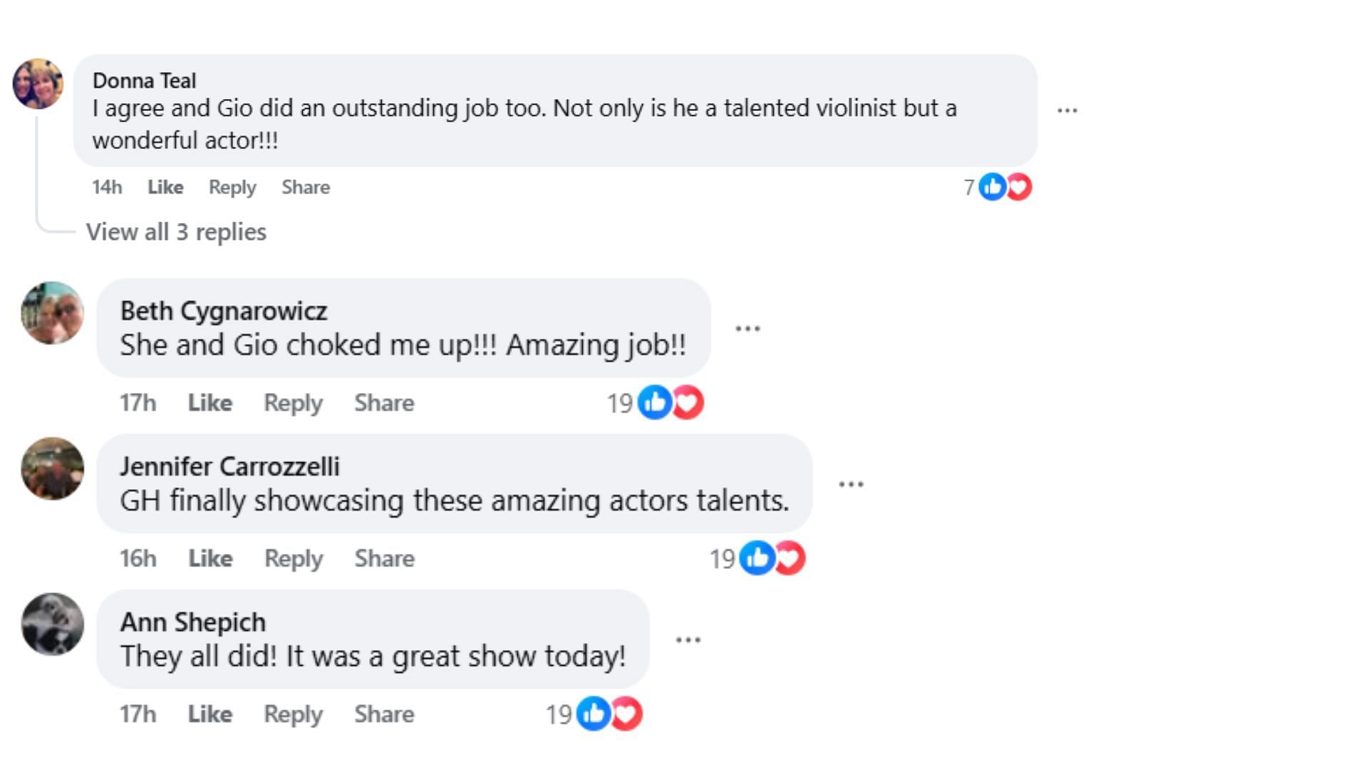 Comments by fans on the post (Image via Facebook/@Cathy Hogg)